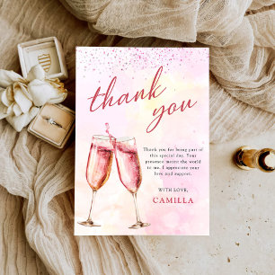Pink Champagne Brunch And Bubbly Bridal Shower Thank You Card