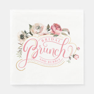 Pink Champagne Brunch & Bubbly Bridal Shower Napkin