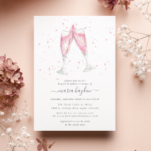 Pink Champagne Brunch & Bubbly Shower Invitation