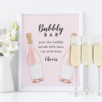 Pink Champagne Bubbly Bar Sign