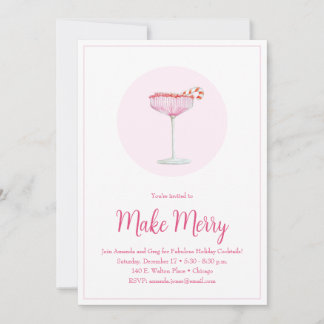 Pink Champagne Candy Can Holiday Party  Invitation