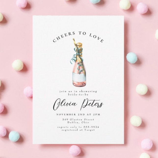 Pink Champagne Cheers Bridal or Wedding Shower Invitation (Creator Uploaded)