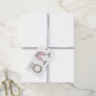 Pink Champagne Diamond Ring Wedding Shower Tags