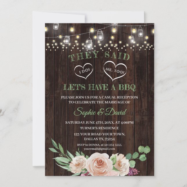 Pink Champagne Floral After I DO Wedding BBQ Invitation (Front)