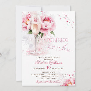 Pink Champagne Floral Bridal Shower Invitation