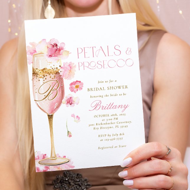 Pink Champagne Floral Bridal Shower Invitation (Creator Uploaded)
