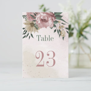 pink champagne flowers botanical table number