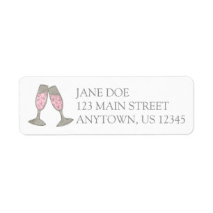 Pink Champagne Glass Personalised Address Label Return Address Label