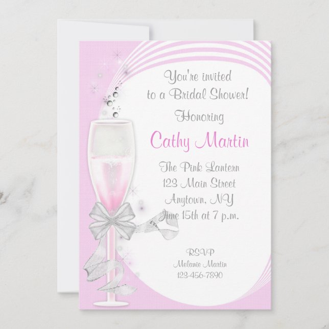 Pink Champagne Invitation (Front)