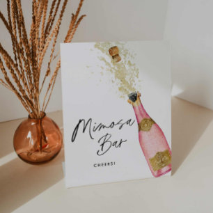 Pink Champagne Mimosa Bar Bridal Shower Pedestal Sign
