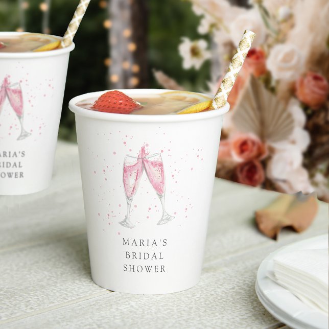 Pink Champagne Personalised Bridal Shower Paper Cups (Creator Uploaded)