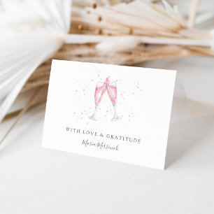 Pink Champagne Personalised Thank You Card