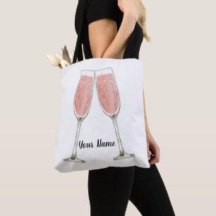 Pink Champagne Personalized Tote Bag