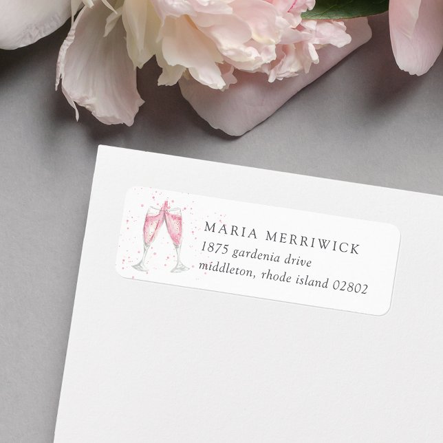 Pink Champagne Return Address Return Address Label (Creator Uploaded)
