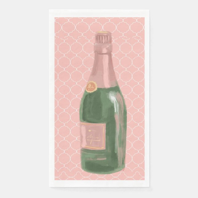 Pink Champagne Rose Rosé can  Napkin (Front)
