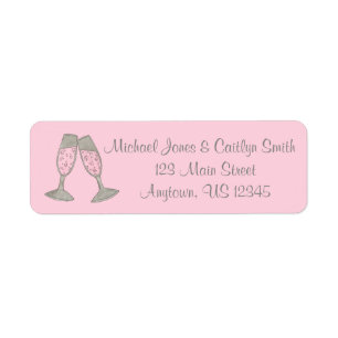 Pink Champagne Toast Bridal Shower Wedding Labels