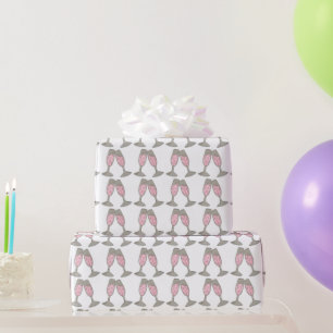 Pink Champagne Toast Cheers Bubbly Celebrate Wrapping Paper