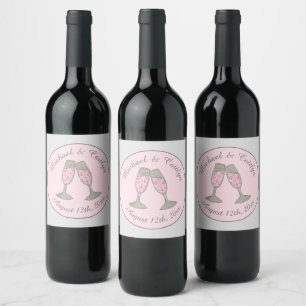 Pink Champagne Toast Cheers Wedding Bridal Shower Wine Label