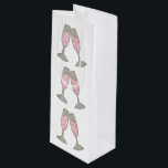 Pink Champagne Wedding Bridal Shower Toast Wine Gift Bag<br><div class="desc">Features an original marker illustration of two glasses of bubbly pink champagne. Perfect for engagements, weddings, bridal showers, bachelorette parties and more! Designer is available to create and upload custom designs to match the colours and themes of your wedding--click "Ask this Designer" to begin the design process! Design features an...</div>