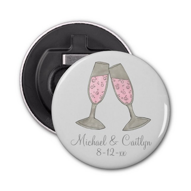 Pink Champagne Wedding Favour Bridal Shower Bottle Opener (Front)