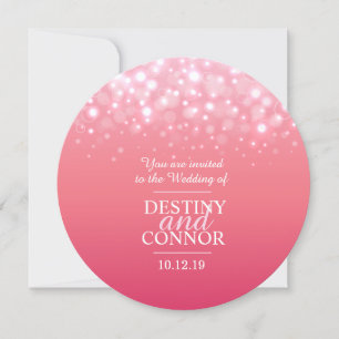 Pink champagne wedding round invitations