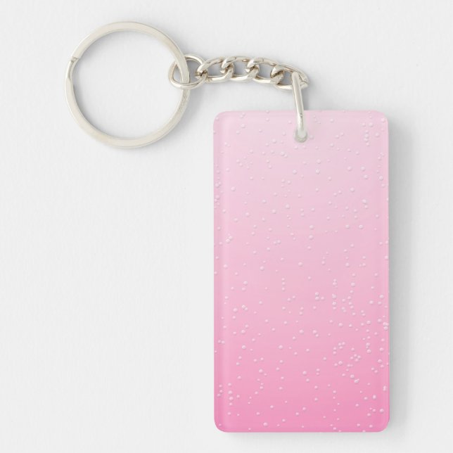 Pink Champagne with Tiny Bubbles Background Art Key Ring (Front)