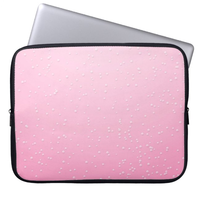 Pink Champagne with Tiny Bubbles Background Art Laptop Sleeve (Front)