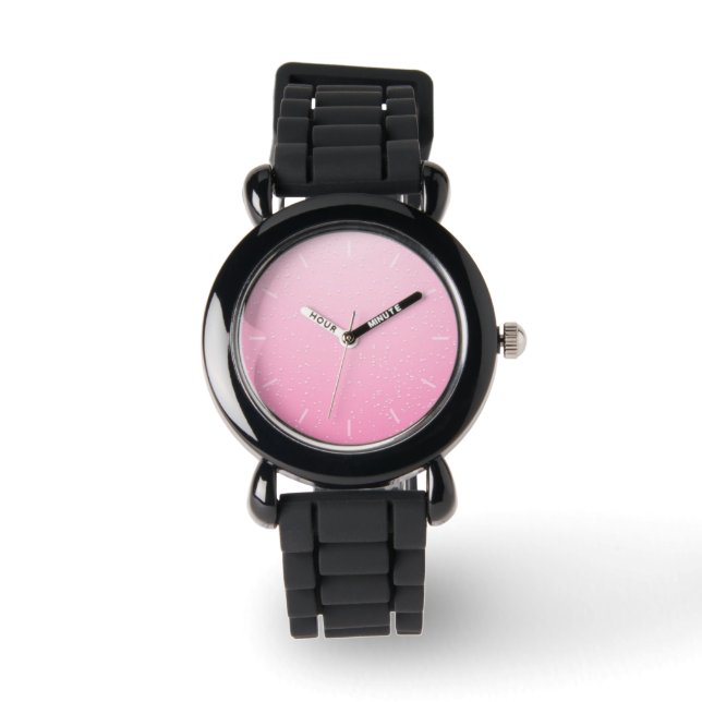 Pink Champagne with Tiny Bubbles Background Art Watch (Front)
