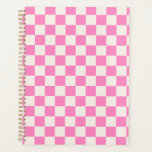 Pink Check, Chequerboard Pattern, Chequered Planner<br><div class="desc">Chequered Pattern – pink and cream white chequerboard.</div>
