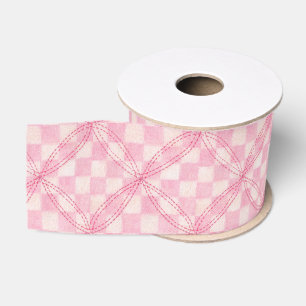 PINK CHECK QUILT 3" Wide Grosgrain Ribbon