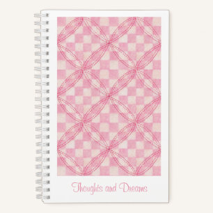 PINK CHECK QUILT 5.5x8.5 Spiral Notebook + Text