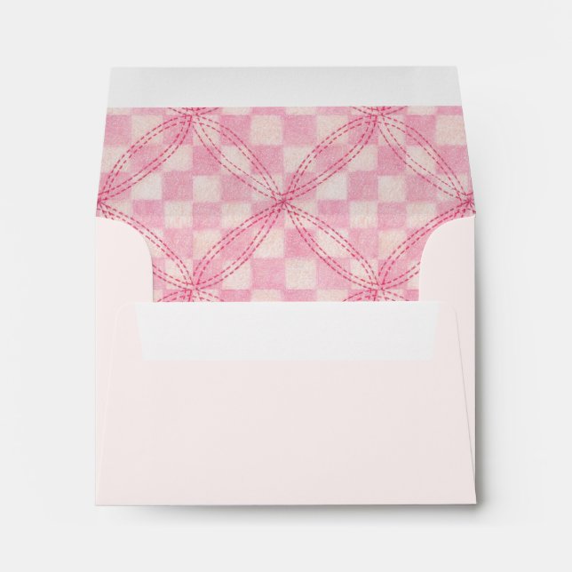 PINK CHECK QUILT A2 Envelope (note cards) / Blush (Back (Bottom))