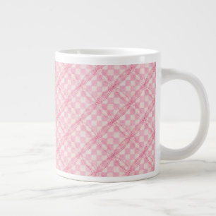PINK CHECK QUILT Big White Mug