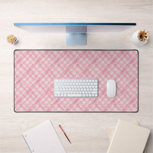 PINK CHECK QUILT Desk Mat - Small Scale