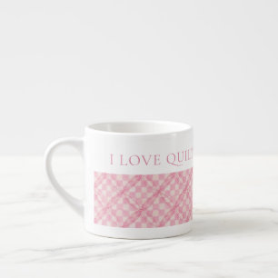 PINK CHECK QUILT Espresso Cup + Text 
