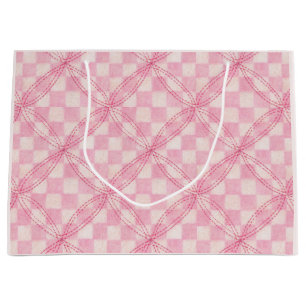 PINK CHECK QUILT Large Gift Bag / Blush
