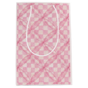 PINK CHECK QUILT Medium Gift Bag / Blush