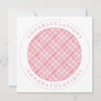 PINK CHECK QUILT Square Flat Congratulations Card