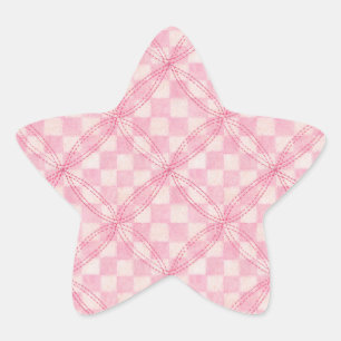 PINK CHECK QUILT Star Stickers