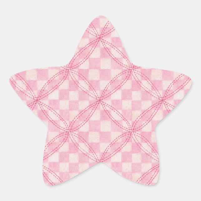 PINK CHECK QUILT Star Stickers (Front)