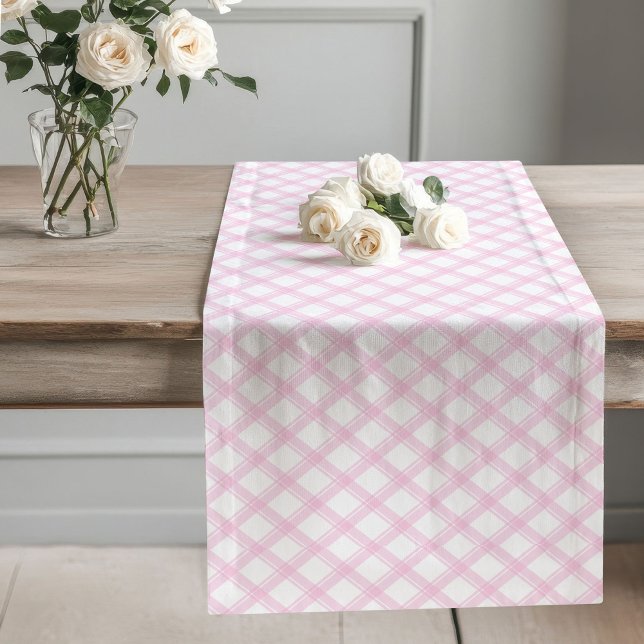 Pink Check Table Runner Seasonal and Daily Styling (Pink Check Table Runner Seasonal and Daily Styling)