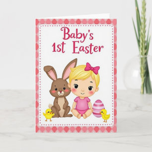 Pink Checkerboard Easter Card