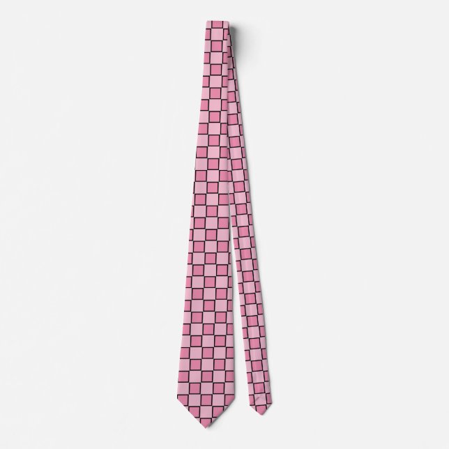 Pink Checkerboard Pattern Tie (Front)