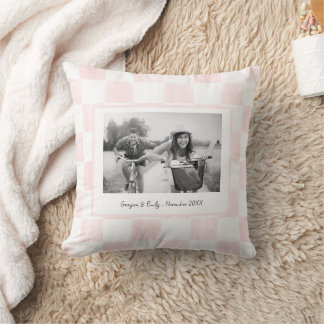 Pink Checkerboard Personalized Photo Cushion