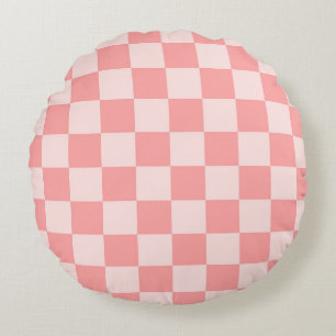 Pink Checkerboard Round Cushion