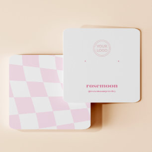 Pink Checkered Earring Display Card