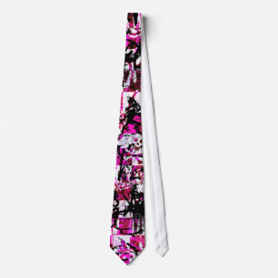 Pink Checkers Graffiti Tie