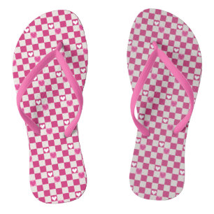 Pink Checkers & Hearts Thongs