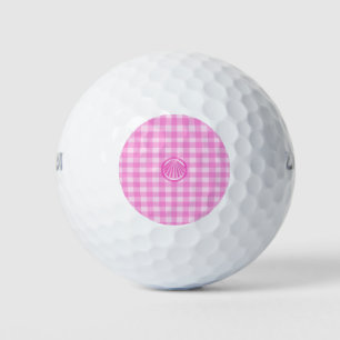 Pink Checkers with Sea Shell- Golf Balls