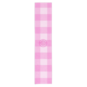 Pink Checkers with Sea Shell- Short Table Runner